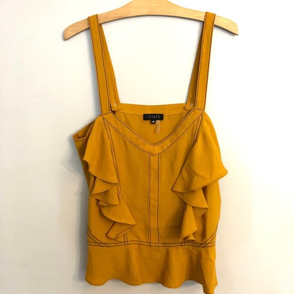 1. State Tops - 1. State ‘Boy Meets Girl’ Ruffle Camisole in Gold